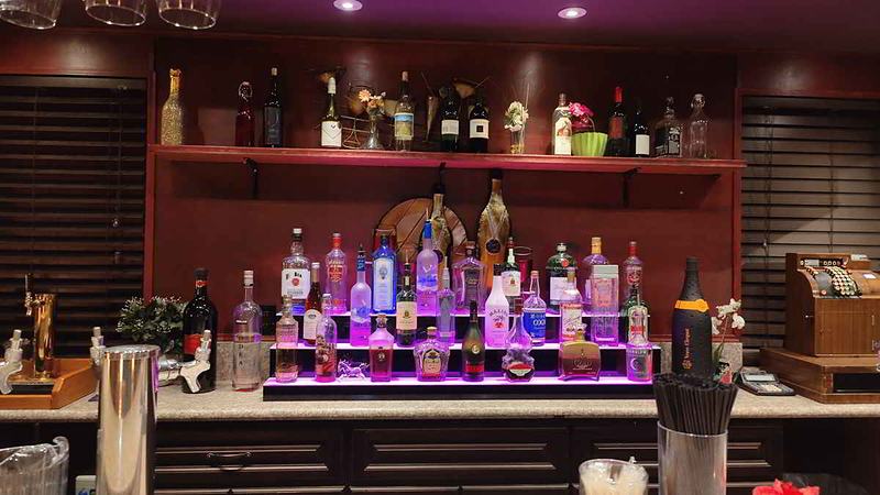 Color selectable bottle bar on the backbar countertop