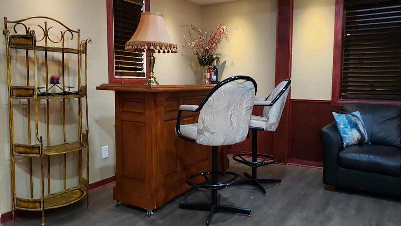 Home bar on wheels, side view