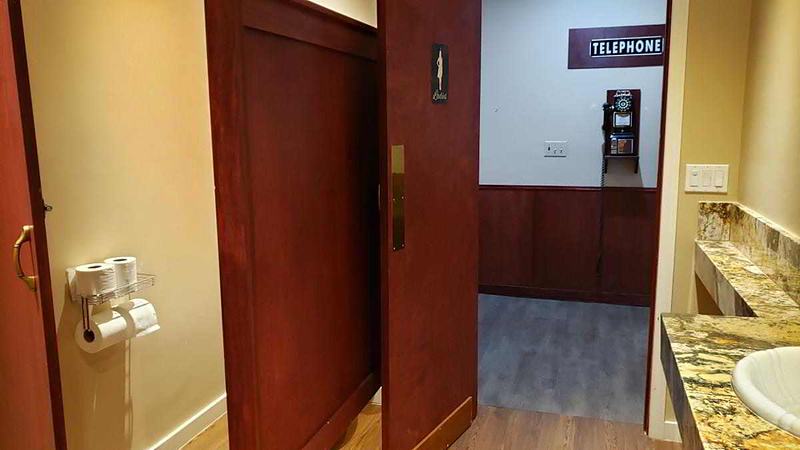 Ladies' room stall with the door open