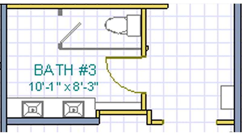 Floor plan of the ladies' room in the restaurant set, 10 ft 1 in by 8 ft 3 in