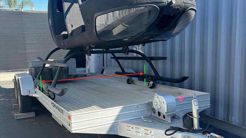 JetRanger helicopter fuselage on its trailer, ready to move