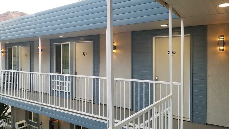 Motel second-floor balcony