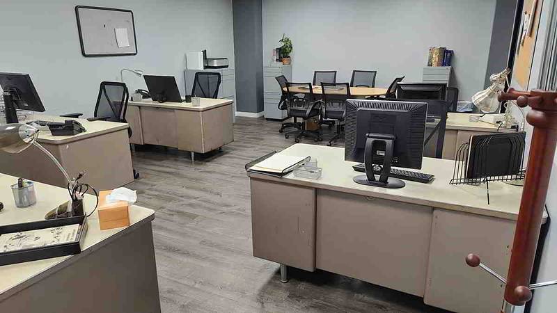 bullpen office with conference table