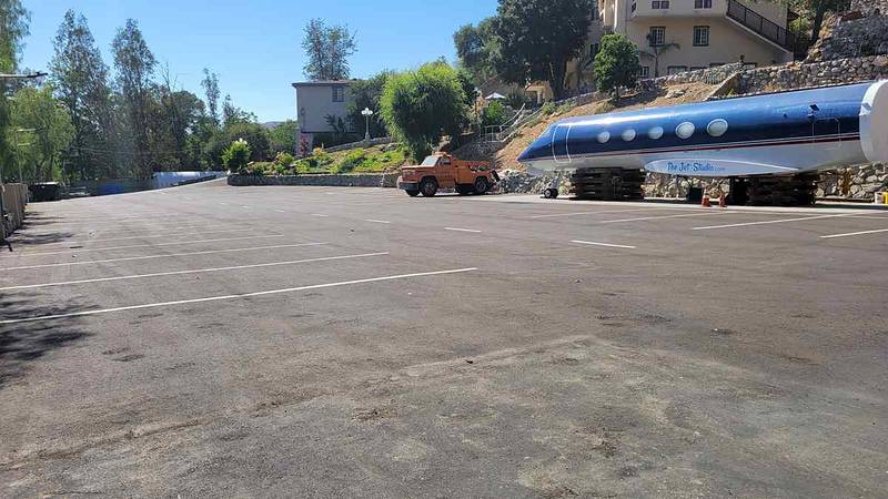 Lower parking lot by day, reverse angle