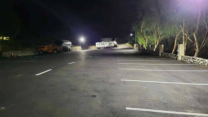 Lower parking lot at night