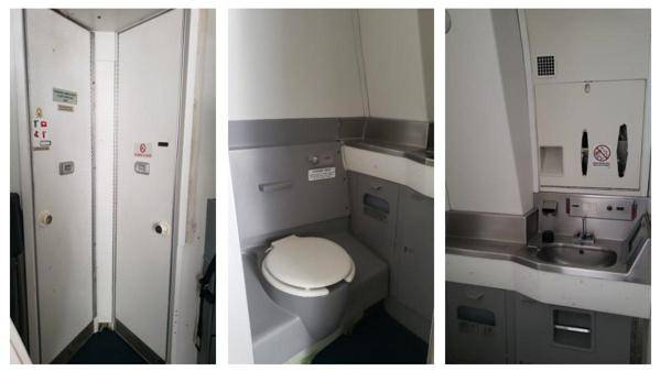 Three views of the rear lavatory