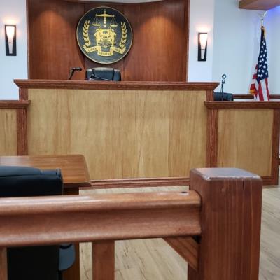 courtroom standing set for filming