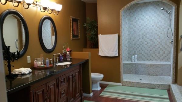Large master bathroom with walk in shower